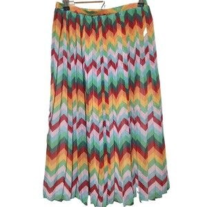 Romeo +Juliet Women's Couture Multicolor Chevron Pleated Midi Skirt Sz S W26 L29